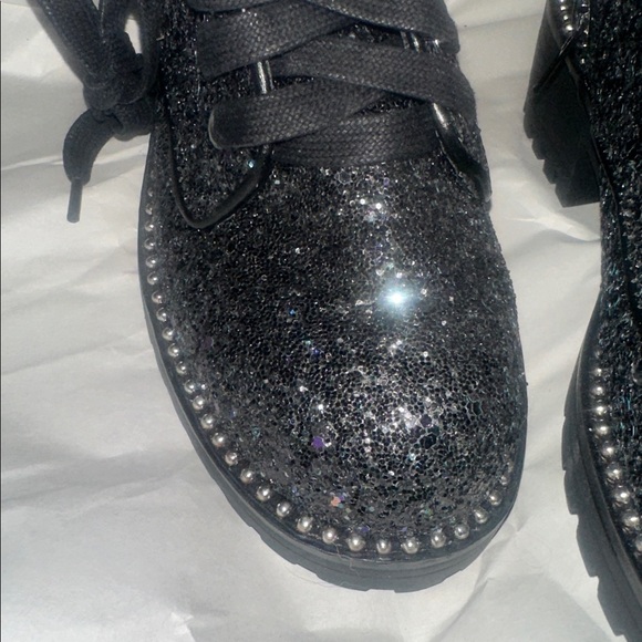 NEW Glittered Combat Boots Women's (w/ some blue,purple, green sparkle) - Picture 4 of 7